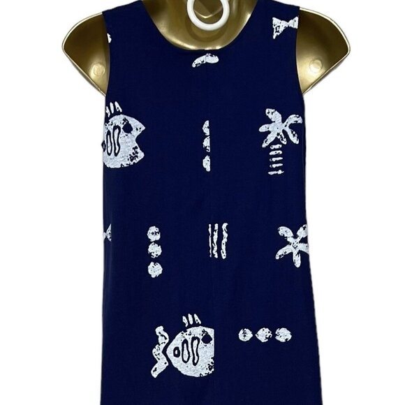 Hilo Hattie Hawaiian Sleeveless Fish Palm Trees Resort Ocean Long Maxi Dress  XS - Picture 5 of 8